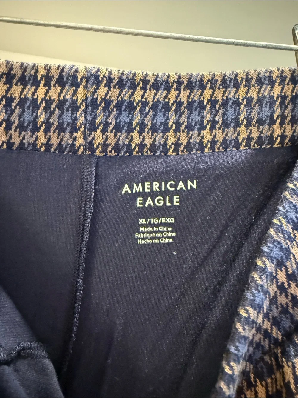 American Eagle Outfitters Navy and Tan Plaid Pleated Mini Skirt